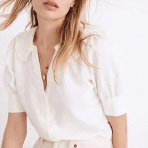NWOT Madewell Linen blend Peter Pan Collar Shirt